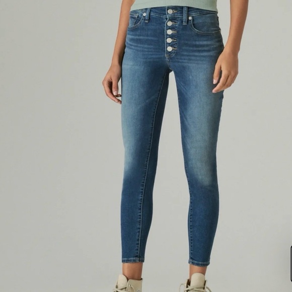Lucky Brand BridgetteSkinny Button Front Blue Denim Jeans Size 0/25 - Picture 6 of 10